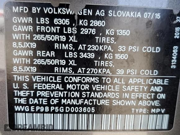 ✅ 2016 Volkswagen Touareg Sport • VIN: WVGEP9BP5GD003605 • Lot: 57679965. Listed on Copart with 171,786 mi. Free auction sales archive from the USA and detailed vehicle history report at DreamBid. Image 13.