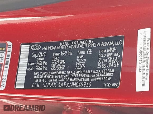 ✅ 2022 Hyundai Tucson SEL • VIN: 5NMJC3AEXNH049933 • Lot: 43328930. Wystawiony na IAAI z przebiegiem 63 220 mil. Bezpłatny archiwum sprzedaży aukcyjnych z USA i szczegółowy raport historii pojazdu na DreamBid. Zdjęcie 9.