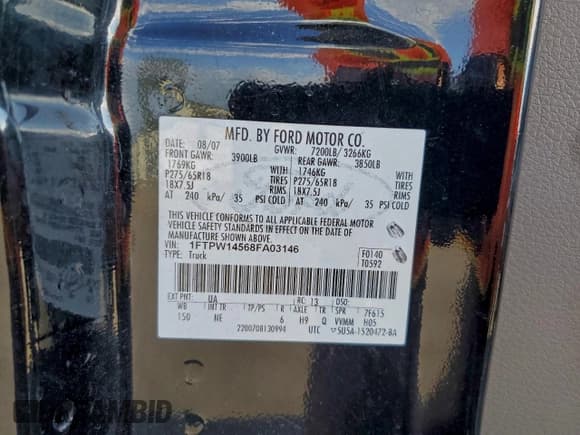 ✅ 2008 Ford F-150 XLT • VIN: 1FTPW14568FA03146 • Lot: 94154915. Listed on Copart with 162,246 mi. Free auction sales archive from the USA and detailed vehicle history report at DreamBid. Image 12.