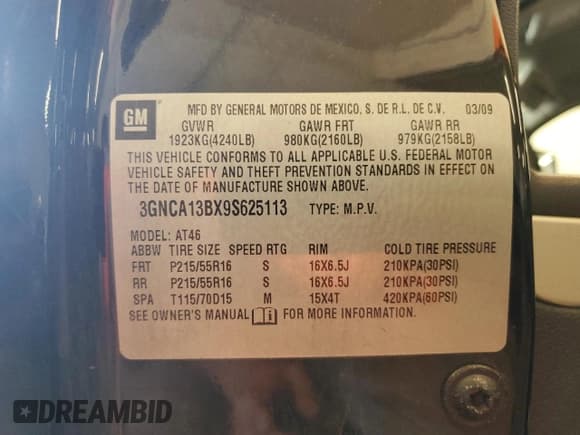 ✅ 2009 Chevrolet HHR LS • VIN: 3GNCA13BX9S625113 • Лот: 64209375. Опубликован ранее на Copart с пробегом 80 016 миль. Бесплатный доступ к архиву аукционных продаж из США и подробный отчёт об истории автомобиля на DreamBid. Изображение 12.