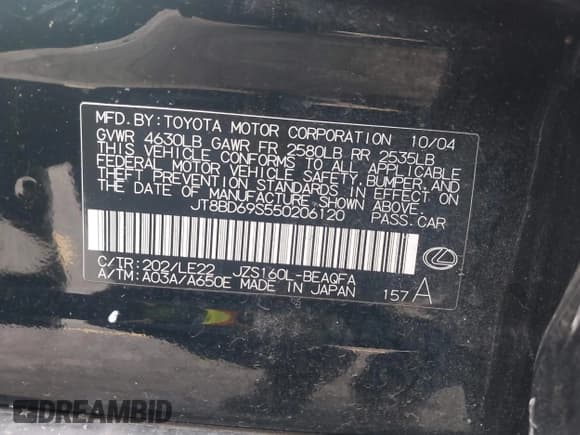 ✅ 2005 Lexus GS 300 • VIN: JT8BD69S550206120 • Lot: 42532461. Wystawiony na IAAI z przebiegiem Nie podano. Bezpłatny archiwum sprzedaży aukcyjnych z USA i szczegółowy raport historii pojazdu na DreamBid. Zdjęcie 9.