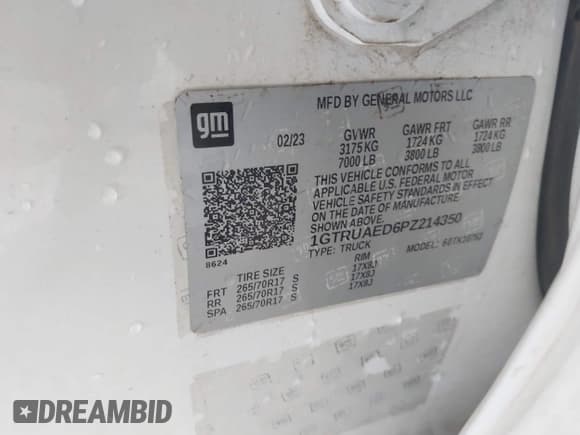 ✅ 2023 GMC Sierra 1500 Pro • VIN: 1GTRUAED6PZ214350 • Lot: 42908590. Listed on IAAI with 77,572 mi. Free auction sales archive from the USA and detailed vehicle history report at DreamBid. Image 9.