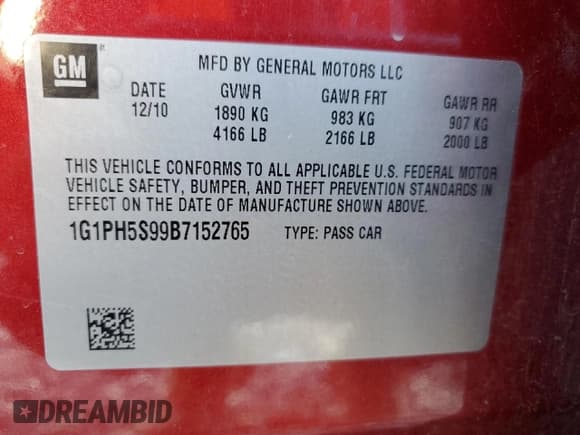 ✅ 2011 Chevrolet Cruze LTZ • VIN: 1G1PH5S99B7152765 • Лот: 82631165. Опубликован ранее на Copart с пробегом 95 641 миль. Бесплатный доступ к архиву аукционных продаж из США и подробный отчёт об истории автомобиля на DreamBid. Изображение 12.