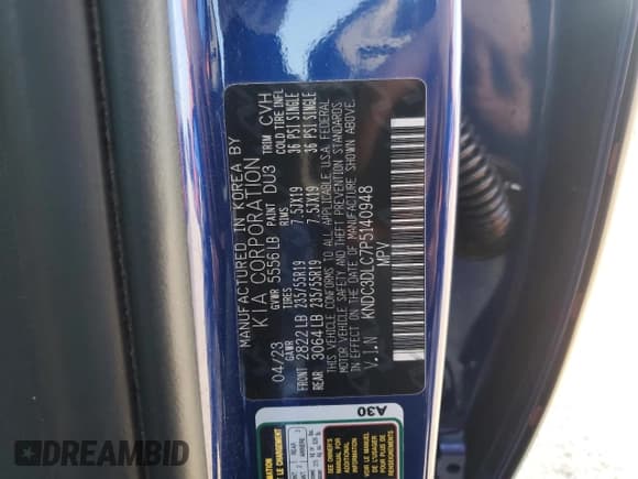 ✅ 2023 Kia EV6 Wind • VIN: KNDC3DLC7P5140948 • Lot: 62921015. Wystawiony na Copart z przebiegiem 14 026 mil. Bezpłatny archiwum sprzedaży aukcyjnych z USA i szczegółowy raport historii pojazdu na DreamBid. Zdjęcie 13.