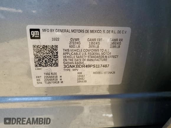 ✅ 2023 Chevrolet Blazer LT • VIN: 3GNKBDR49PS117487 • Lot: 75178024. Listed on Copart with 21,904 mi. Free auction sales archive from the USA and detailed vehicle history report at DreamBid. Image 13.