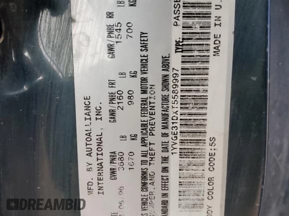 ✅ 1996 Mazda MX-6 • VIN: 1YVGE31DXT5589997 • Lot: 48144335. Wystawiony na Copart z przebiegiem 233 490 mil. Bezpłatny archiwum sprzedaży aukcyjnych z USA i szczegółowy raport historii pojazdu na DreamBid. Zdjęcie 13.