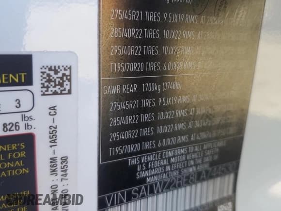 ✅ 2020 Land Rover Range Rover Sport SVR • VIN: SALWZ2RE8LA744530 • Lot: 41505315. Wystawiony na Copart z przebiegiem 33 128 mil. Bezpłatny archiwum sprzedaży aukcyjnych z USA i szczegółowy raport historii pojazdu na DreamBid. Zdjęcie 13.