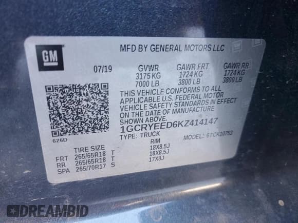 ✅ 2019 Chevrolet Silverado 1500 RST • VIN: 1GCRYEED6KZ414147 • Lot: 77144244. Wystawiony na Copart z przebiegiem 130 015 mil. Bezpłatny archiwum sprzedaży aukcyjnych z USA i szczegółowy raport historii pojazdu na DreamBid. Zdjęcie 12.
