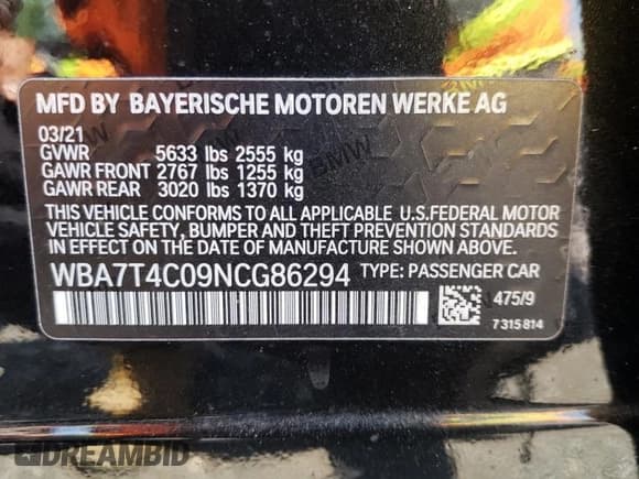 ✅ 2022 BMW 7 Series 740i xDrive • VIN: WBA7T4C09NCG86294 • Lot: 55229314. Listed on Copart with 31,405 mi. Free auction sales archive from the USA and detailed vehicle history report at DreamBid. Image 12.