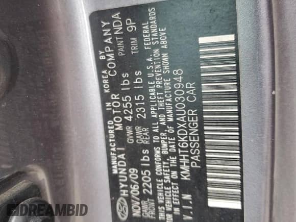 2010 Hyundai Genesis Coupe z VIN KMHHT6KDXAU030948, wystawiony jako Copart lot #81177004 z przebiegiem 160 627 mil mil oraz Nie do naprawy • Non repairable. Historia ofert i sprzedaży dostępna na DreamBid. Obrazek 12.