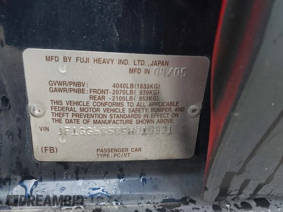 ✅ 2005 Subaru Impreza Outback • VIN: JF1GG68585H818331 • Лот: 42005234. Опубликован ранее на IAAI с пробегом 155 228 миль. Бесплатный доступ к архиву аукционных продаж из США и подробный отчёт об истории автомобиля на DreamBid. Изображение 9.