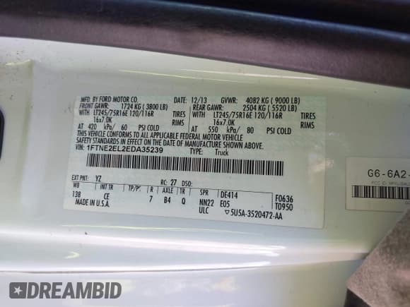 ✅ 2014 Ford Econoline Cargo Commercial • VIN: 1FTNE2EL2EDA35239 • Lot: 42795973. Listed on IAAI with 121,178 mi. Free auction sales archive from the USA and detailed vehicle history report at DreamBid. Image 9.