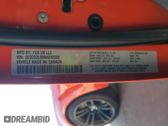 ✅ 2022 Dodge Challenger SRT Hellcat Redeye Widebody • VIN: 2C3CDZL99NH242003 • Lot: 38351624. Wystawiony na Copart z przebiegiem 6 876 mil. Bezpłatny archiwum sprzedaży aukcyjnych z USA i szczegółowy raport historii pojazdu na DreamBid. Zdjęcie 15.