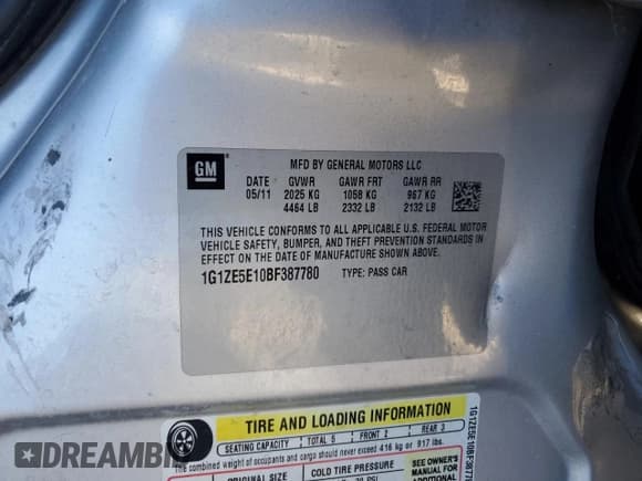 ✅ 2011 Chevrolet Malibu LTZ • VIN: 1G1ZE5E10BF387780 • Lot: 77381834. Listed on Copart with Not provided. Free auction sales archive from the USA and detailed vehicle history report at DreamBid. Image 13.