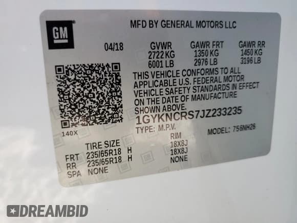 ✅ 2018 Cadillac XT5 Luxury FWD • VIN: 1GYKNCRS7JZ233235 • Lot: 89460595. Listed on Copart with 50,566 mi. Free auction sales archive from the USA and detailed vehicle history report at DreamBid. Image 12.