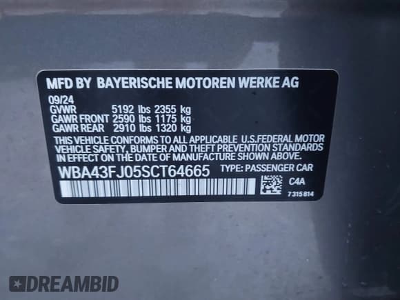 ✅ 2025 BMW 5 Series 530i • VIN: WBA43FJ05SCT64665 • Lot: 43452716. Wystawiony na IAAI z przebiegiem 6 833 mil. Bezpłatny archiwum sprzedaży aukcyjnych z USA i szczegółowy raport historii pojazdu na DreamBid. Zdjęcie 9.