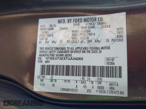 ✅ 2007 Ford Explorer XLT • VIN: 1FMEU73E57UA34265 • Lot: 43694130. Listed on IAAI with 169,026 mi. Free auction sales archive from the USA and detailed vehicle history report at DreamBid. Image 9.