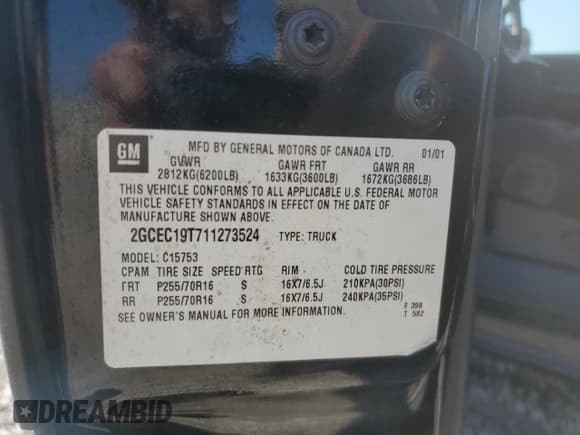 ✅ 2001 Chevrolet Silverado 1500 LS • VIN: 2GCEC19T711273524 • Лот: 67943284. Опубликован ранее на Copart с пробегом 198 958 миль. Бесплатный доступ к архиву аукционных продаж из США и подробный отчёт об истории автомобиля на DreamBid. Изображение 12.