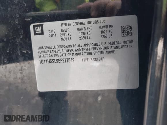 ✅ 2014 Chevrolet Malibu LTZ • VIN: 1G11H5SL9EF277549 • Lot: 43610638. Listed on IAAI with 182,352 mi. Free auction sales archive from the USA and detailed vehicle history report at DreamBid. Image 9.