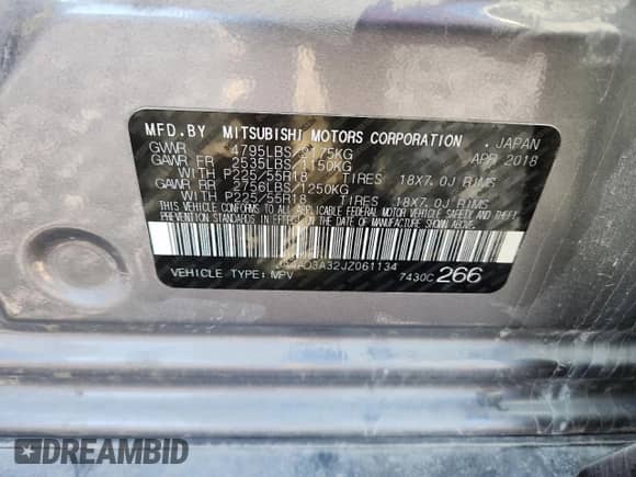 2018 Mitsubishi Outlander SE with VIN JA4AD3A32JZ061134, listed as a Copart auction lot 85913675 with 136,011 mi miles and Salvage title. Bid and sale history available at DreamBid. Image 14.