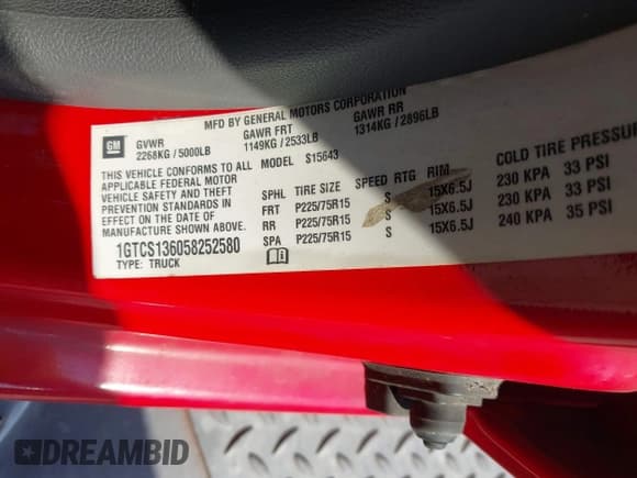 ✅ 2005 GMC Canyon 1SB SLE Z85 • VIN: 1GTCS136058252580 • Лот: 43467656. Опубликован ранее на IAAI с пробегом 220 627 миль. Бесплатный доступ к архиву аукционных продаж из США и подробный отчёт об истории автомобиля на DreamBid. Изображение 9.