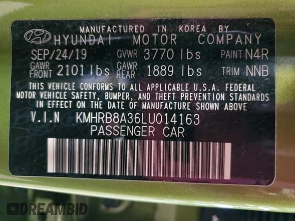 2020 Hyundai Venue SE с VIN KMHRB8A36LU014163, выставлен на аукционе Copart как лот 76365544 с пробегом 87 816 миль миль и Списание • Salvage title. История ставок и продаж доступна на DreamBid. Изображение 14.