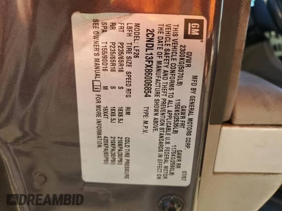 2008 Chevrolet Equinox LS с VIN 2CNDL13FX86006854, выставлен на аукционе Copart как лот 80506364 с пробегом 165 839 миль миль и Списание • Salvage title. История ставок и продаж доступна на DreamBid. Изображение 14.