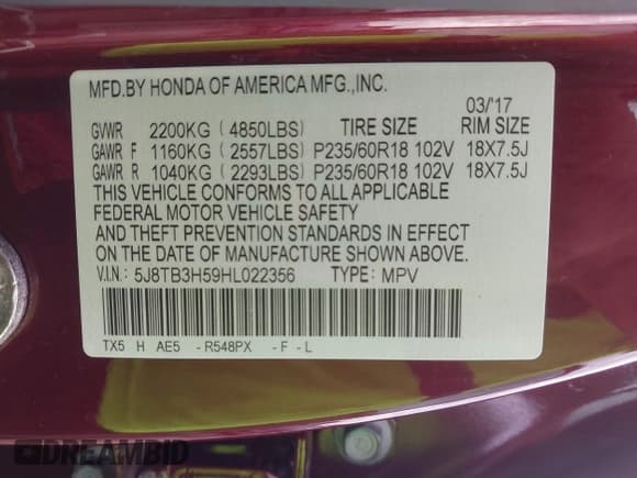 ✅ 2017 Acura RDX Technology • VIN: 5J8TB3H59HL022356 • Lot: 42740256. Wystawiony na IAAI z przebiegiem 98 104 mil. Bezpłatny archiwum sprzedaży aukcyjnych z USA i szczegółowy raport historii pojazdu na DreamBid. Zdjęcie 9.