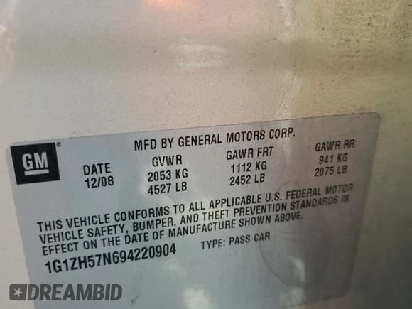 ✅ 2009 Chevrolet Malibu 1LT • VIN: 1G1ZH57N694220904 • Lot: 77606914. Listed on Copart with 168,232 mi. Free auction sales archive from the USA and detailed vehicle history report at DreamBid. Image 13.