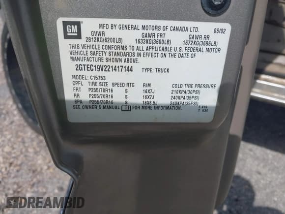 ✅ 2002 GMC Sierra 1500 SLE • VIN: 2GTEC19V221417144 • Лот: 42584603. Опубликован ранее на IAAI с пробегом 137 971 миль. Бесплатный доступ к архиву аукционных продаж из США и подробный отчёт об истории автомобиля на DreamBid. Изображение 9.