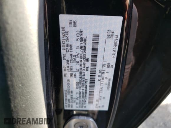 ✅ 2021 Ford Escape SEL • VIN: 1FMCU9H98MUB23726 • Lot: 54365215. Listed on Copart with 60,188 mi. Free auction sales archive from the USA and detailed vehicle history report at DreamBid. Image 13.