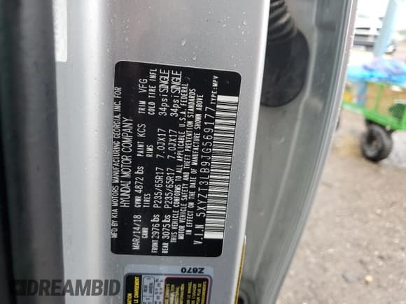 ✅ 2018 Hyundai Santa Fe 2.4L • VIN: 5XYZT3LB9JG569177 • Лот: 52165343. Опубликован ранее на Copart с пробегом Не указан. Бесплатный доступ к архиву аукционных продаж из США и подробный отчёт об истории автомобиля на DreamBid. Изображение 13.