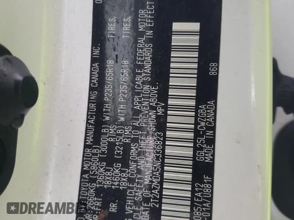 ✅ 2022 Lexus RX 350 • VIN: 2T2AZMDA5NC336823 • Lot: 86950954. Wystawiony na Copart z przebiegiem 38 959 mil. Bezpłatny archiwum sprzedaży aukcyjnych z USA i szczegółowy raport historii pojazdu na DreamBid. Zdjęcie 13.