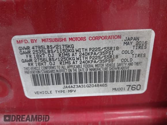 ✅ 2016 Mitsubishi Outlander SE • VIN: JA4AZ3A31GZ048465 • Lot: 43595155. Listed on IAAI with 195,005 mi. Free auction sales archive from the USA and detailed vehicle history report at DreamBid. Image 9.