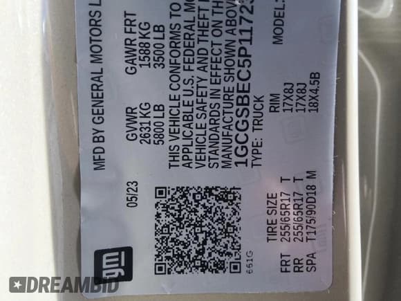 ✅ 2023 Chevrolet Colorado 2WD Work Truck • VIN: 1GCGSBEC5P1172357 • Lot: 91425505. Listed on Copart with 29,738 mi. Free auction sales archive from the USA and detailed vehicle history report at DreamBid. Image 12.