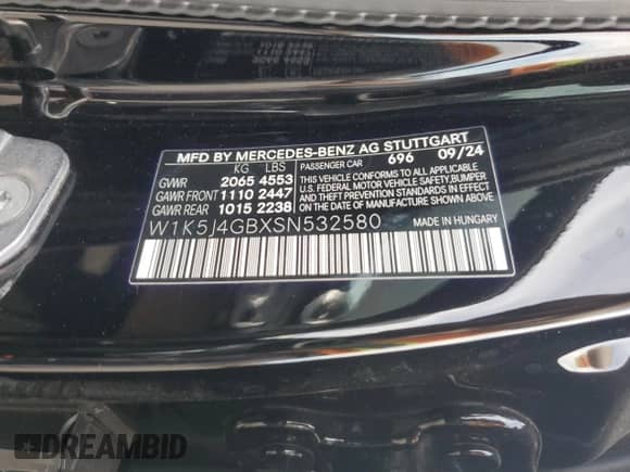 2025 Mercedes-Benz CLA 250 с VIN W1K5J4GBXSN532580, выставлен на аукционе Copart как лот 69312065 с пробегом 14 839 миль миль и Списание • Salvage title. История ставок и продаж доступна на DreamBid. Изображение 12.