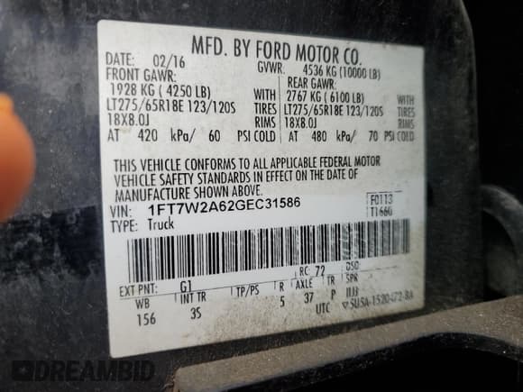 ✅ 2016 Ford F-250 XL • VIN: 1FT7W2A62GEC31586 • Lot: 57895005. Wystawiony na Copart z przebiegiem 143 903 mil. Bezpłatny archiwum sprzedaży aukcyjnych z USA i szczegółowy raport historii pojazdu na DreamBid. Zdjęcie 13.