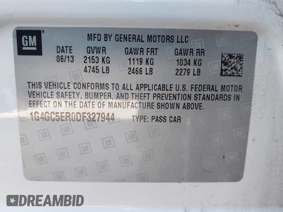 ✅ 2013 Buick LaCrosse Leather • VIN: 1G4GC5ER0DF327944 • Lot: 43626737. Wystawiony na IAAI z przebiegiem 54 691 mil. Bezpłatny archiwum sprzedaży aukcyjnych z USA i szczegółowy raport historii pojazdu na DreamBid. Zdjęcie 9.