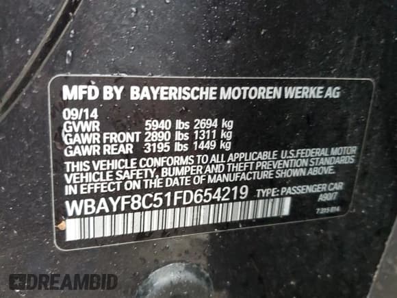 ✅ 2015 BMW 7 Series 750Li xDrive • VIN: WBAYF8C51FD654219 • Lot: 91939575. Wystawiony na Copart z przebiegiem 82 468 mil. Bezpłatny archiwum sprzedaży aukcyjnych z USA i szczegółowy raport historii pojazdu na DreamBid. Zdjęcie 12.