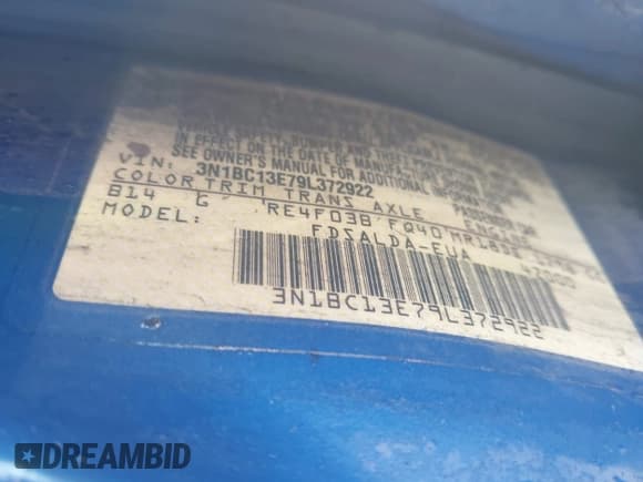 ✅ 2009 Nissan Versa S • VIN: 3N1BC13E79L372922 • Lot: 43671245. Listed on IAAI with 186,842 mi. Free auction sales archive from the USA and detailed vehicle history report at DreamBid. Image 9.