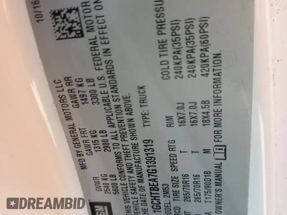 2016 Chevrolet Colorado 4WD WT с VIN 1GCHTBEA7G1391319, выставлен на аукционе Copart как лот 52625805 с пробегом 164 502 миль миль и Списание • Salvage title. История ставок и продаж доступна на DreamBid. Изображение 12.