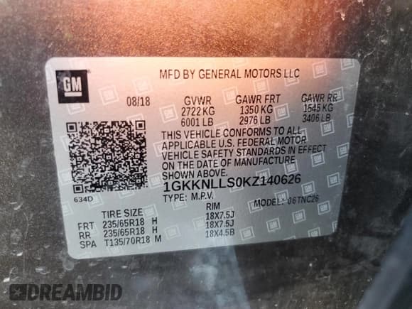 ✅ 2019 GMC Acadia SLE • VIN: 1GKKNLLS0KZ140626 • Lot: 90031265. Wystawiony na Copart z przebiegiem 101 895 mil. Bezpłatny archiwum sprzedaży aukcyjnych z USA i szczegółowy raport historii pojazdu na DreamBid. Zdjęcie 14.