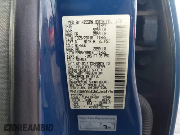 ✅ 2003 Nissan Xterra XE • VIN: 5N1ED28Y63C656976 • Лот: 43752297. Опубликован ранее на IAAI с пробегом 195 335 миль. Бесплатный доступ к архиву аукционных продаж из США и подробный отчёт об истории автомобиля на DreamBid. Изображение 9.