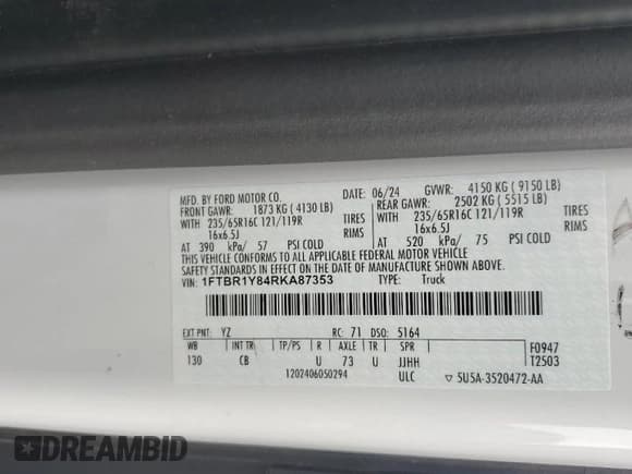 ✅ 2024 Ford Transit Cargo • VIN: 1FTBR1Y84RKA87353 • Lot: 91942245. Listed on Copart with Not provided. Free auction sales archive from the USA and detailed vehicle history report at DreamBid. Image 13.