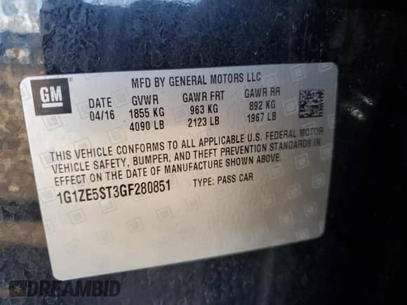 ✅ 2016 Chevrolet Malibu LT • VIN: 1G1ZE5ST3GF280851 • Lot: 82619805. Listed on Copart with 146,041 mi miles. Access the free auction sales archive from the USA and view a detailed vehicle history report at DreamBid. Image 12.