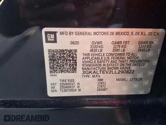 ✅ 2020 GMC Terrain SLE • VIN: 3GKALTEV2LL290822 • Lot: 82740465. Wystawiony na Copart z przebiegiem 81 096 mil. Bezpłatny archiwum sprzedaży aukcyjnych z USA i szczegółowy raport historii pojazdu na DreamBid. Zdjęcie 12.