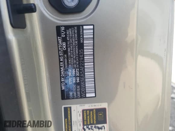 ✅ 2010 Mercedes-Benz SLK 300 • VIN: WDBWK5EA5AF229435 • Лот: 68993834. Опубликован ранее на Copart с пробегом Не указан. Бесплатный доступ к архиву аукционных продаж из США и подробный отчёт об истории автомобиля на DreamBid. Изображение 12.