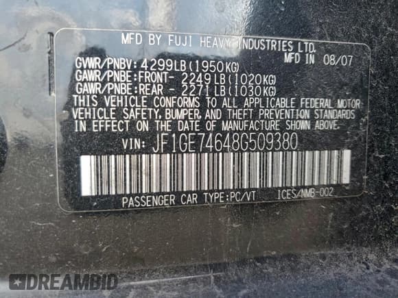 ✅ 2008 Subaru Impreza WRX • VIN: JF1GE74648G509380 • Lot: 93764565. Wystawiony na Copart z przebiegiem Nie podano. Bezpłatny archiwum sprzedaży aukcyjnych z USA i szczegółowy raport historii pojazdu na DreamBid. Zdjęcie 13.