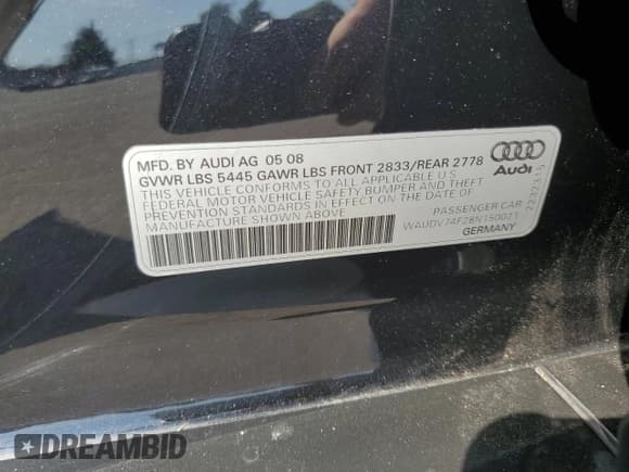 ✅ 2008 Audi A6 • VIN: WAUDV74F28N150021 • Лот: 80085535. Опубликован ранее на Copart с пробегом 115 282 миль. Бесплатный доступ к архиву аукционных продаж из США и подробный отчёт об истории автомобиля на DreamBid. Изображение 12.