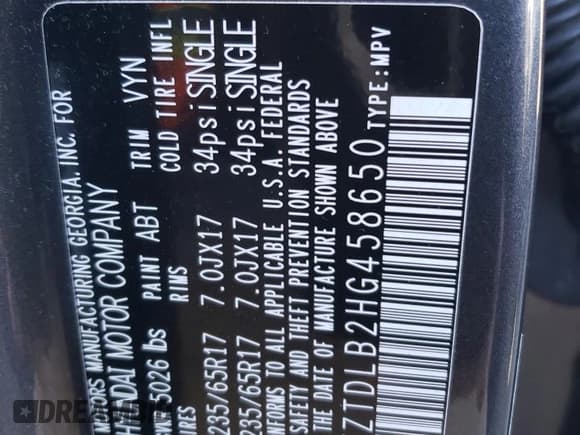 ✅ 2017 Hyundai Santa Fe 2.4L • VIN: 5XYZTDLB2HG458650 • Лот: 41065894. Опубликован ранее на Copart с пробегом 87 257 миль. Бесплатный доступ к архиву аукционных продаж из США и подробный отчёт об истории автомобиля на DreamBid. Изображение 13.